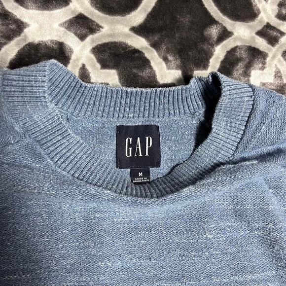 Gap Cotton Tweed Sweater Women's Medium Pullover Crewneck Light Blue Jumper - Picture 3 of 8